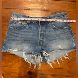 Levi's Blue Distressed Jean Shorts